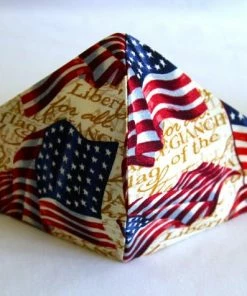 Onlineamericanstore Face Masks 3 Layer Cotton Face Masks Washable Reusable Adult Patriotic USA Flag Pattern Face Masks Non Medical