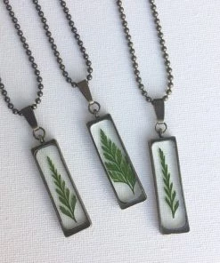 Onlineamericanstore Pressed Real Fern Terrarium Necklace, Real Dried Flower Necklace, Botanical Birthday Gifts For Her, Dried Fern Necklace Gift Collection