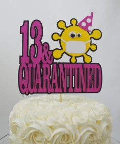 Onlineamericanstore Quarantine Cake Topper - Birthday Cake Topper - Quarantine Birthday - ANY AGE - Age Cake Topper - Birthday In Quarantine - Quarantine Party