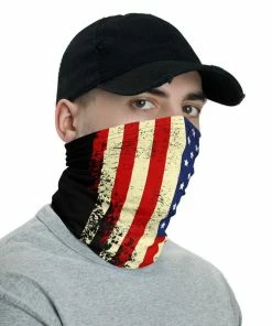Onlineamericanstore Patriotic Face Mask, Man Face Mask, American Flag Face Mask, US Flag Neck Gaiter For Men Women, USA Flag Bandana, Headband, Scarf, Dust Mask