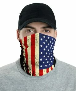 Onlineamericanstore Patriotic Face Mask, Man Face Mask, American Flag Face Mask, US Flag Neck Gaiter For Men Women, USA Flag Bandana, Headband, Scarf, Dust Mask