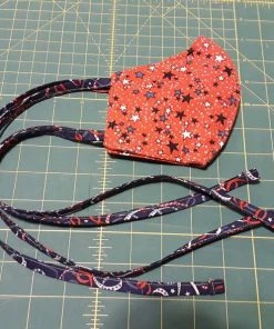 Onlineamericanstore Cotton Face Mask, Shaped, Mask With Ties, Patriotic Theme (Free US Shipping)