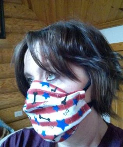 Onlineamericanstore Cloth Face Mask Washable, 3 Layer Reusable Face Covering, Comfortable Nylonspandex Ear Loops, Fashionable, Patriotic, Pet Theme, Adult Size