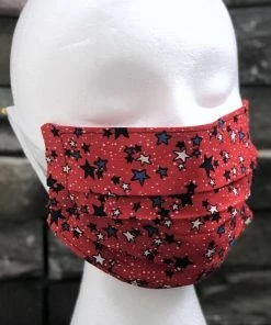 Onlineamericanstore Face Mask, Red Stars Face Mask, Cotton Face Mask, Washable Face Mask, 2 Layer Face Mask, Reversible Face Mask, Reusable Face Mask, Mask
