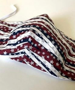 Onlineamericanstore Star Face Mask With Filter Pocket, Patriotic Star Face Mask For Adult, Washable Reusable Face Mask,100% Cotton, MADE IN USA