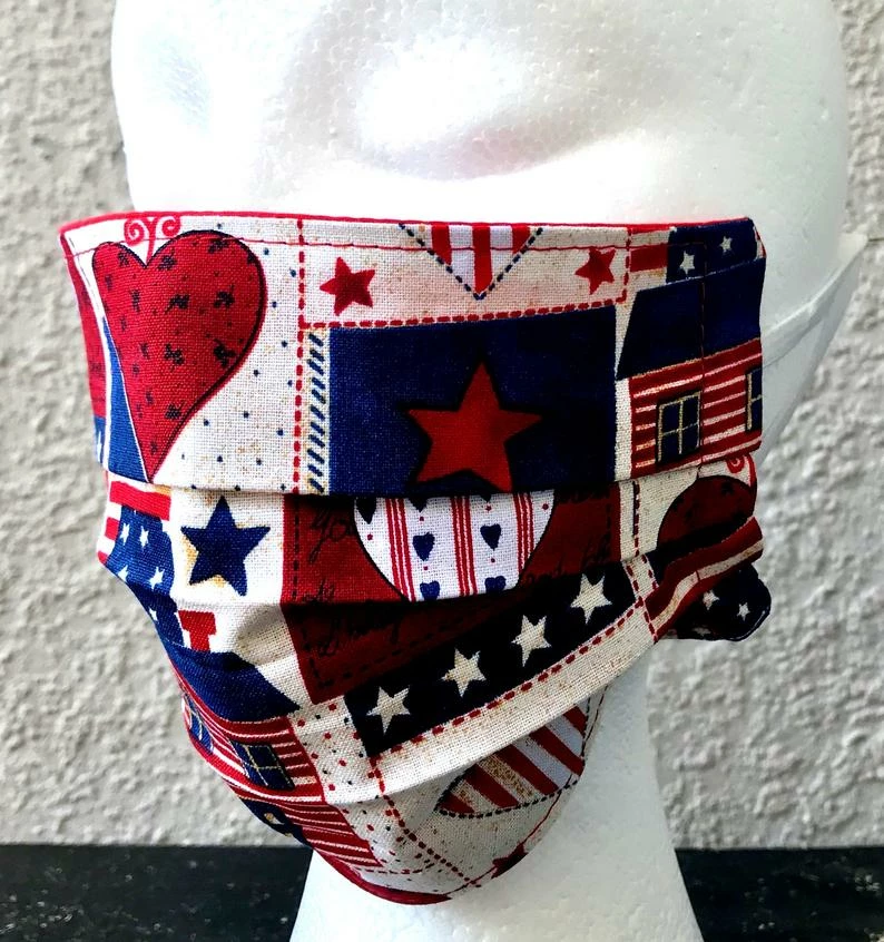 Onlineamericanstore Face Mask, Americana Hearts Face Mask, Cotton Face Mask, Washable Face Mask, 2 Layer Face Mask, Reversible Face Mask, Reusable Face Mask 3 Onlineamericanstore Face Mask, Americana Hearts Face Mask, Cotton Face Mask, Washable Face Mask, 2 Layer Face Mask, Reversible Face Mask, Reusable Face Mask