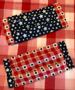 Onlineamericanstore Stars & USA Patriotic Face Mask, Reusable Washable, Anti Dust 100% Cotton, Fashionable Indoor Outdoor, Made In The USA