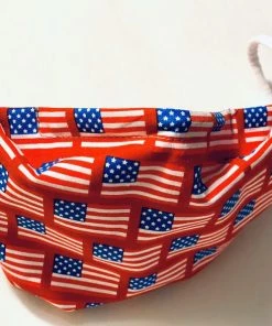 Onlineamericanstore Comfortable Cotton Face Mask - USA Patriotic FLAG - Washable, Reversible, Elastic Or Strap Choice. Sewn W Cotton & Flannel, Nose Bridge
