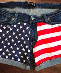LilRuntsDenim Girls Painted Denim, Jean Shorts, American Flag Jean Shorts, Painted Jean Shorts, 4th Of July Jean Shorts Women Clothing