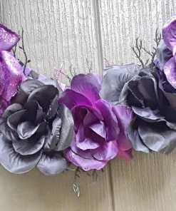 CraftsByKaleigh88 Halloween Wreath Decor, Scary Purple Wreath, Creepy Eyeball Wreath Decor