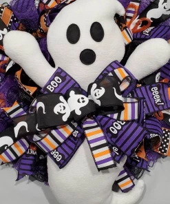 Online American Store Ghost Halloween Wreath,front Door Ghost Wreath Decor, Fun Halloween