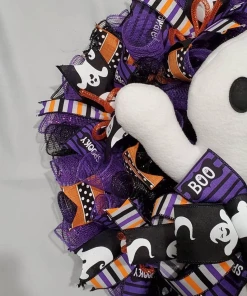 Online American Store Ghost Halloween Wreath,front Door Ghost Wreath Decor, Fun Halloween