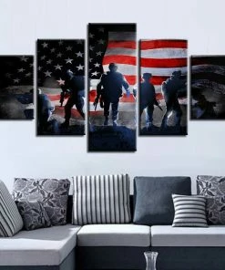 The American Store US Flag Wall Art, American Flag Canvas, USA Flag, America Wall Decor, American Flag Canvas Premium Quality, 5 Panel Canvas Art Hanging Set
