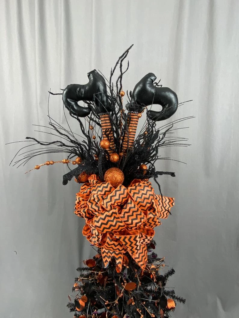 Online American Store Halloween Wreath Halloween Tree Topper, Witch Leg Tree Topper, Orange And Black Tree Topper, Witch Decoration, Halloween Decoration, Topper For Tree 3 Online American Store Halloween Wreath Halloween Tree Topper, Witch Leg Tree Topper, Orange And Black Tree Topper, Witch Decoration, Halloween Decoration, Topper For Tree