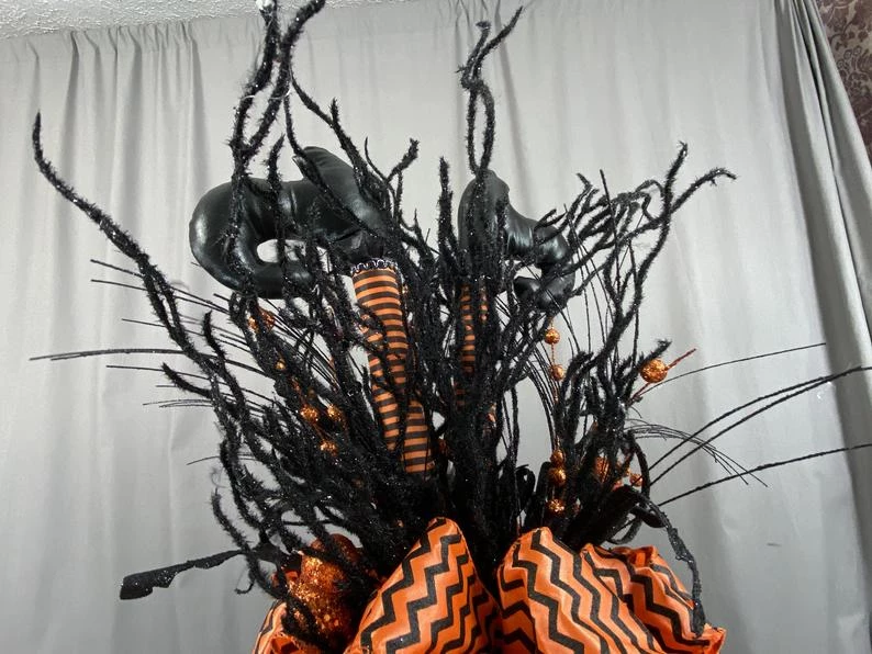 Online American Store Halloween Wreath Halloween Tree Topper, Witch Leg Tree Topper, Orange And Black Tree Topper, Witch Decoration, Halloween Decoration, Topper For Tree 4 Online American Store Halloween Wreath Halloween Tree Topper, Witch Leg Tree Topper, Orange And Black Tree Topper, Witch Decoration, Halloween Decoration, Topper For Tree