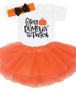 1PoshShop Halloween Kids Clothing Cutest Pumpkin In The Patch, Baby Halloween Outfit, Baby First Halloween Outfit, Baby Halloween Costumes Girl, Baby Halloween Clothes HH1