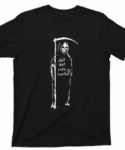 BdcThrees Store Grim Reaper T Shirt - Chill Out I Came To Party Graphic TShirt Halloween Women Clothing