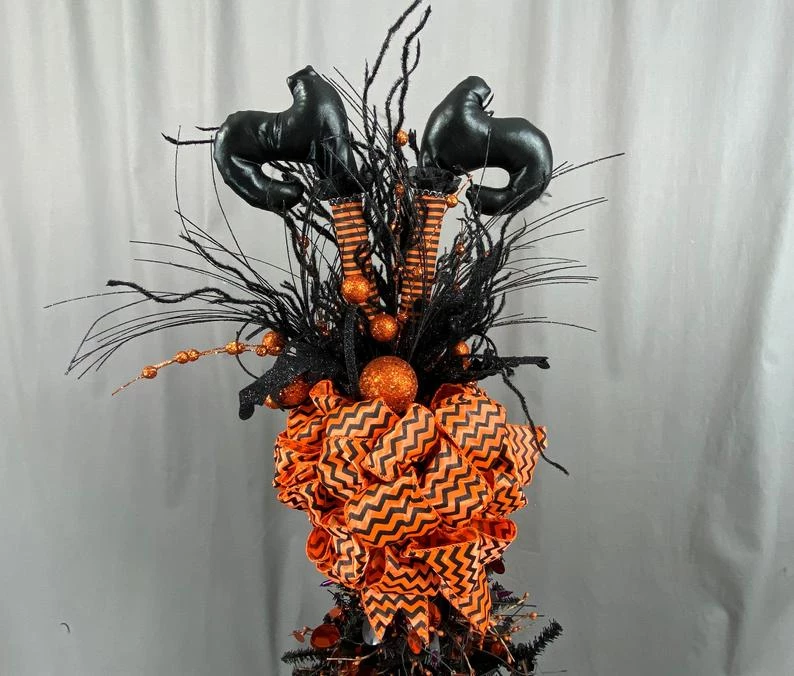 Online American Store Halloween Wreath Halloween Tree Topper, Witch Leg Tree Topper, Orange And Black Tree Topper, Witch Decoration, Halloween Decoration, Topper For Tree 5 Online American Store Halloween Wreath Halloween Tree Topper, Witch Leg Tree Topper, Orange And Black Tree Topper, Witch Decoration, Halloween Decoration, Topper For Tree