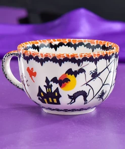 UnoAllaVolta Polish Pottery Soup Mug | Halloween Motif | Handmade In Poland