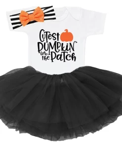 1PoshShop Halloween Kids Clothing Cutest Pumpkin In The Patch, Baby Halloween Outfit, Baby First Halloween Outfit, Baby Halloween Costumes Girl, Baby Halloween Clothes HH1
