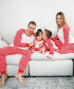Online American Store Christmas Retro Family Matching Clothes Family Pajamas Clothing Sets Father Son Matching Clothes Xmas Mother Daughter Homewears