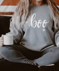 Onlineamericanstore Halloween Sweatshirt For Women - Women's Halloween BOO Sweatshirts - Your Choice Of White Or Black Sweatshirt Halloween Women Clothing