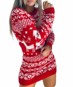 Onlineamericanstore Women's Holiday Christmas Dress • Christmas Shirt, Women's Ugly Christmas, Sweater Plus Size, Xmas Clothing Apparel