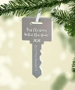 Onlineamericanstore New Home Christmas Ornament, Personalized Ornament, Key Shape Christmas Ornament, Housewarming Gift Christmas Home Decor