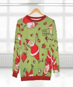 The American Store AELFRIC Winter Christmas Sweaters 2018 Letter Graffiti Printing Knitted Men Sweater Hip Hop Harajuku Fashion Red Pullovers BF05 Christmas Mens Clothing