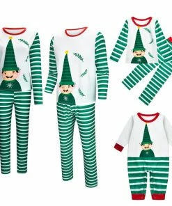 The American Store Emmababy Family Matching Clothes Christmas Pajamas Set Men's Women Kids Deer Sleepwear Striped Cute Cartoon Cotton Nightwear