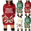 NORA TWIPS Official Store Christmas Women Clothing Christmas Dress Women Fashion Christmas Hoodie Bag Hip Pocket Print Hoodie Dress Long Sleeve Winter