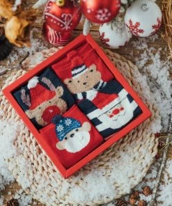 Online American Store 4 Pairs Cute Women Lovely Christmas Socks Cartoon Style Fashion Cotton Printing Socks Floor Socks Christmas Gift For Family Christmas Women Clothing