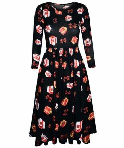 OUGES Women's Fit And Flare Cocktail Dress Christmas Women Clothing