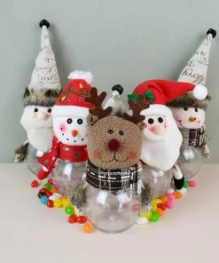 The American Store Plush Santa Claus Snowman Christmas Gift Boxs Kids Candy Jar Bottle Christmas Decoration Party Favors New Year Decor Christmas Gift Bag Collection