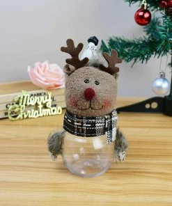 The American Store Plush Santa Claus Snowman Christmas Gift Boxs Kids Candy Jar Bottle Christmas Decoration Party Favors New Year Decor Christmas Gift Bag Collection