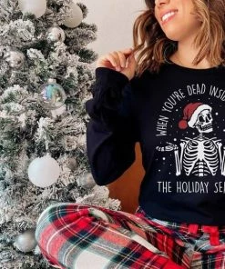 Onlineamericanstore When You're Dead Inside But It's Christmas Tank Top #8061 Heather White/ Tank Tops By Hippie Runner/ Christmas Tank/ Workout Tank/Athleisure
