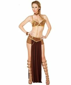 The American Store Cosplay For Star Wars In Halloween Carnival Party Vestidos Anime Costumes Adult Women Sexy Princess Leia Slave Bra+skirt Black Halloween Women Costumes
