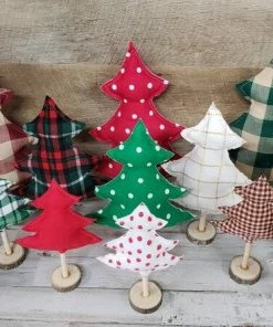 The American Store 1PC Mini Christmas Tree Decorations Striped Printed Red Green Polk Dot Christmas Trees Kids Toy Christmas Decorations For Home
