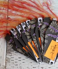 Onlineamericanstore Coffin Shaped Halloween Tags With Skulls And Bats Set Of 10 Spooky Black Dancing Skeletons Tags Unique Party Favors Halloween Decoration Halloween Decorations