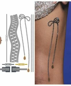 Onlineamericanstore Metallic Leg Piece Silver Temporary Tattoo - 1 X A5 Sheet Halloween Temporary Tekashi69 Tattoos