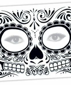 Onlineamericanstore Halloween Temporary Tekashi69 Tattoos Sugar Skull Temporary Face Tattoo - Skull Face - Day Of The Dead - Dia De Los Muertos - Calavera - Halloween Costume