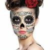Onlineamericanstore Halloween Temporary Tekashi69 Tattoos Sugar Skull Temporary Face Tattoo - Skull Face - Day Of The Dead - Dia De Los Muertos - Calavera - Halloween Costume