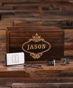 Onlineamericanstore Personalized Gentleman's Gift Set Cuff Links, Money Clip, Tie Clip Groomsmen, Father's Day And Dad Men Boyfriend Christmas (025332) Gift Collection