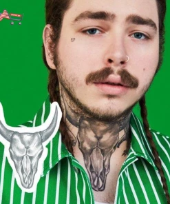 The American Store Post Malone Temporary Neck + Cow Skull Tattoo For Halloween Costume | Rapper Tattoos