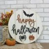 The American Store Halloween Wreath 19.5" Black And Orange Polka Dot Chevron Burlap Ribbon Happy Halloween Sign Halloween Wreath