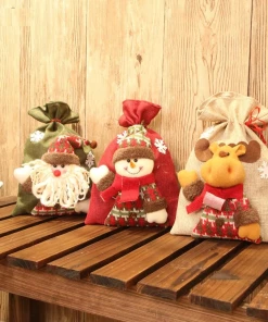 The American Store Christmas Gift Bag Collection New 1PC 20*28cm Santa Claus Snowman Elk Christmas Candy Packaging Christmas Candy Decoration Christmas Candy Jar