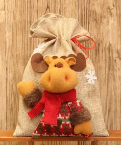 The American Store Christmas Gift Bag Collection New 1PC 20*28cm Santa Claus Snowman Elk Christmas Candy Packaging Christmas Candy Decoration Christmas Candy Jar