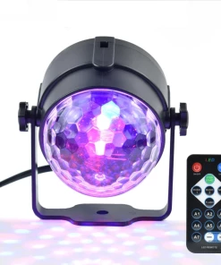 The American Store Mini RGB 3W Crystal Magic Ball Led Stage Lamp DJ KTV Disco Laser Light Party Lights Sound IR Remote Control Christmas Projector Laser Christmas Lights
