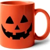 Online American Store Halloween Accessories Pumpkin Face Coffee Mug For Halloween | Orange Campfire Style Coffee Cup Jack-o-lantern Face Mug
