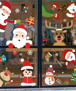 Online American Store 45*60cm 2019 New Year Santa Claus Pull Train Glass Window Christmas Decorations For Home Decorative Wall Stickers Navidad Natal
